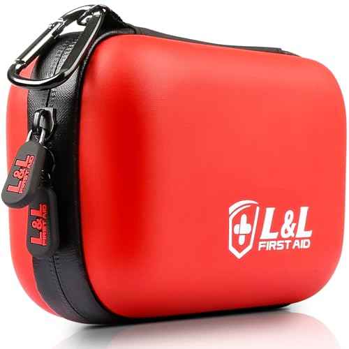 First Aid Kit for Travel, Car & Emergency Survival - Compact Waterproof Medical Supplies with Trauma Bandages,Burn Gel & Fever Cooling Patch, Portable for Camping,Hiking,Hunting,Sports,Dorm,Boat (Red)