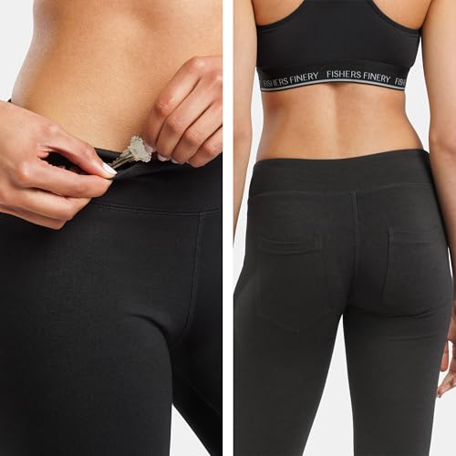 Fishers Finery Women's Ecofabric Classic Bootcut Yoga Pants with Back Pockets - Medium Petite, Black