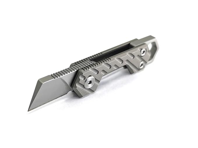 CLOSS Industries VLKN Micro Titanium Folding Knife - Ultra-Lightweight Compact EDC Utility Knife with Grade 5 Titanium Handle & AUS-8 Stainless Steel Blade (Silver)
