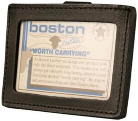 Boston Leather Horizontal ID Holder w Belt Clip