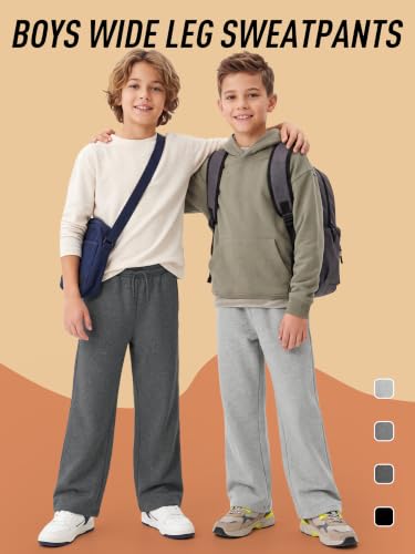 Boys Baggy Sweatpants 15-16 Years Wide Leg Kids Pants Black Grey Dark Grey Light Grey