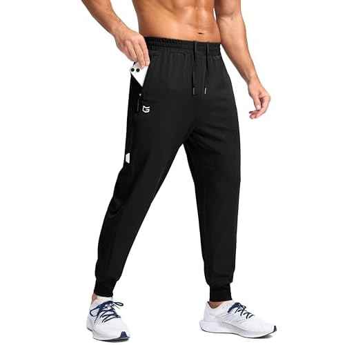 G Gradual Men's Joggers with Zipper Pockets Lightweight Athletic Workout Pants Quick Dry Sweatpants for Men Running Hiking