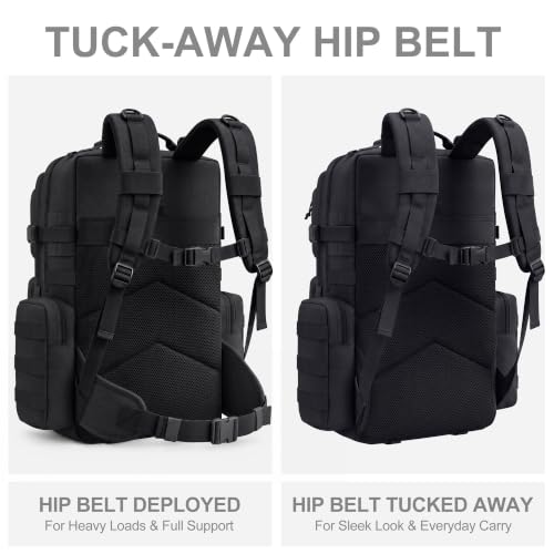 TILYMOL 55L Military Tactical Backpack Black - Large Assault Pack