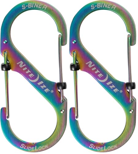 Stainless Steel Locking Carabiner #4 - Spectrum Pack of 2 - Secure Clip