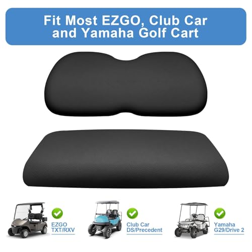 Golf Cart Seat Covers Set - Black Breathable Polyester Mesh for EZGO Yamaha Club Car