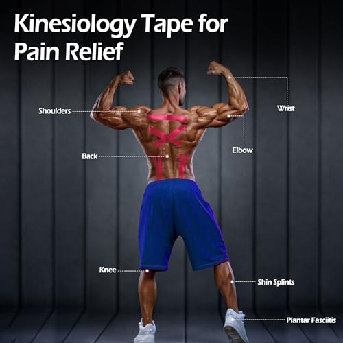 Kinesiology Tape,Precut Kinesiology Strips 4 Rolls 80 Precut 10" Strips Each, Mix Color
