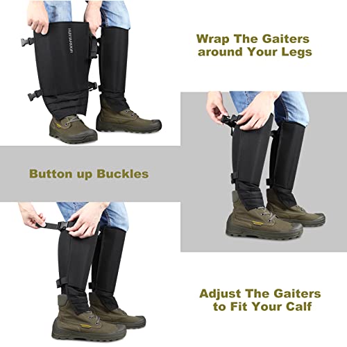 Dark Black EVA Snake Gaiters with Hard Protective Shell - Hunting, Hiking, Camping Gear