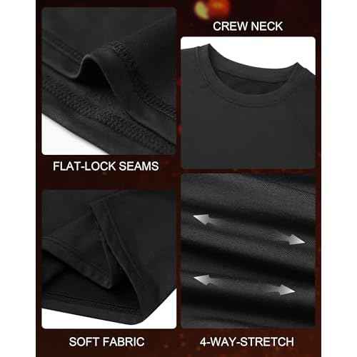 Boys' Compression Thermal Shirt - Youth Long Sleeve Fleece Base Layer for Football Baseball, Quick Dry Undershirts
