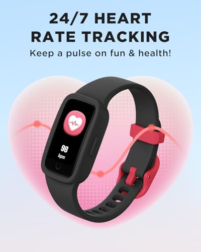 Kids Fitness Tracker Watch with AMOLED Screen & 3ATM Waterproof - Black