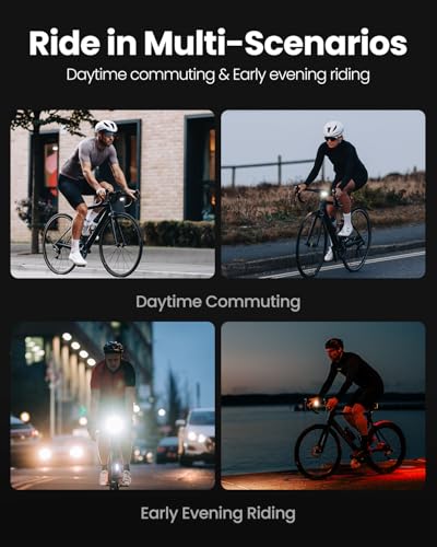 Bike Light 900 Lumens USB-C Rechargeable Waterproof Dual Mount - Black