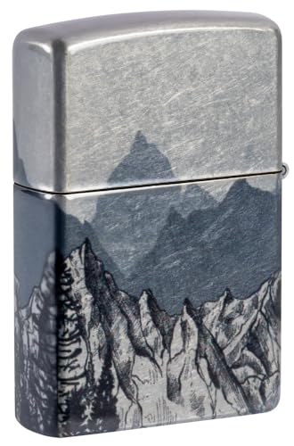 Zippo Outdoor Windproof Lighter - Chrome Mountain Sketch Variation