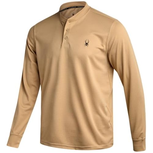 Spyder Mens Henley Shirt - Lightweight Quick Dry Moisture Wicking Long Sleeve Athletic Performance Shirts for Men