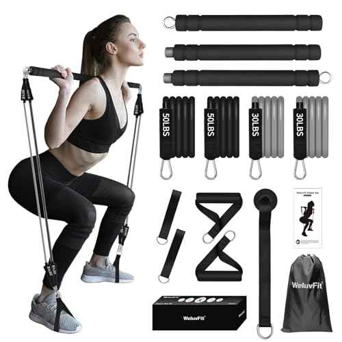 Pilates Bar Kit with Resistance Band-Multifunctional Portable Weighted Exercise Pilates Bar, Home Gym with Beginner Workout Equipment, Yoga Set for Full Body