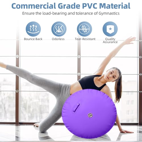 Inflatable Gymnastics Barrel for Back Handspring Training - Purple, 47.2x23.6 Inches