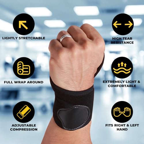 Breathable Elastic Wrist Support Band - Adjustable Compression Strap for Men Women Medium Black