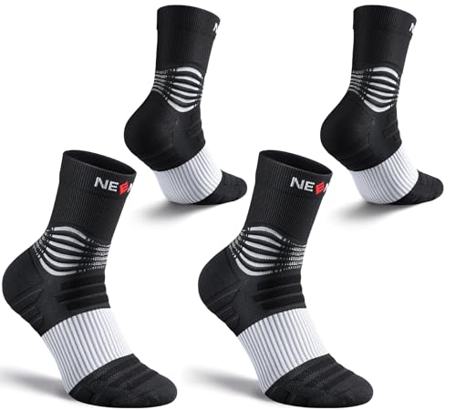 Neenca Compression Socks for Men & Women 20-30 mmHg Large Black & White 2 Pairs