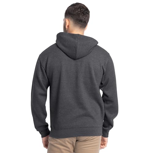 Men's Fleece Pullover Hoodie Small Black Heather Moisture Wicking Breathable