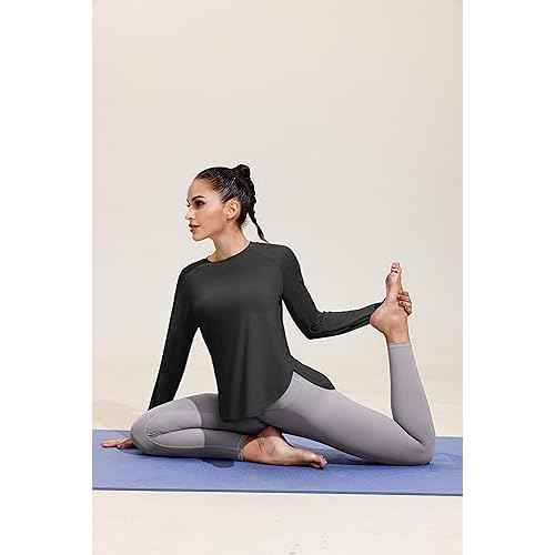 PINSPARK Long Sleeve Workout Tops for Women UPF 50+ Sun Shirts UV Protection Hiking Athletic Tops Quick Dry Yoga Shirts