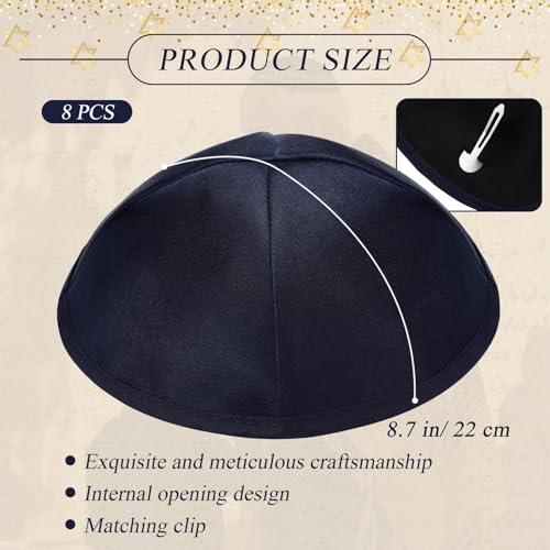 Bulk Satin Kippah for Men - Navy Blue Rosh Hashanah Jewish Head Covering