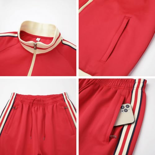 Men's 2-Piece Tracksuit Set Red Large Sportswear Jogging Outfit