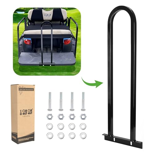 Heavy Duty Metal Rear Seat Safety Grab Bar for Golf Carts - Universal Fit for EZGO TXTXV, Club Car, Black