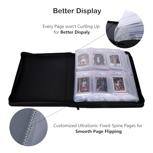 Black PSA Slab Binder Holds 72 Graded Cards for CGC, CSG, FGS, FCG - Rayvol