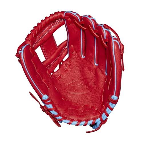 Youth Infield Baseball Glove 11.5 Inch Left Hand Throw Red Blue White