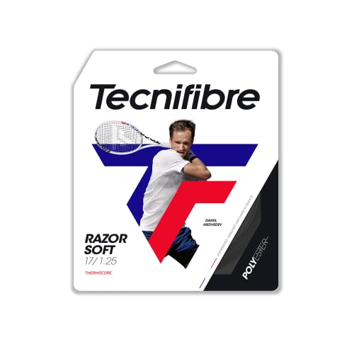 Tennis String Set - Tecnifibre Razor Soft 17g Carbon 12.2m - Soft Polyester for Performance