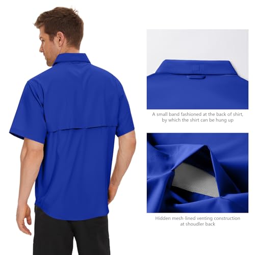 Men's UPF 50+ Breathable Short Sleeve Fishing Shirt for Outdoor Activities
