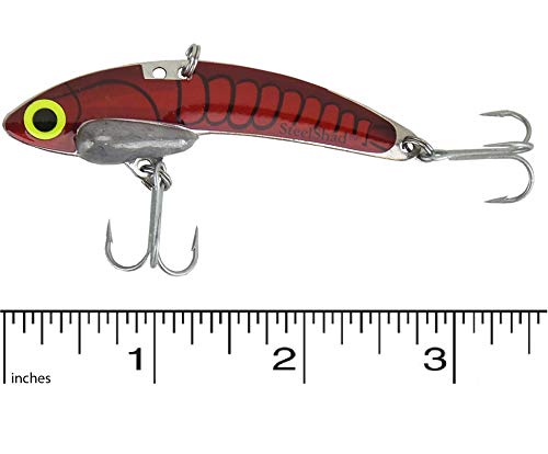 SteelShad Red Lipless Crankbait Fishing Lure for Bass, Walleye & Trout - 3/8 oz