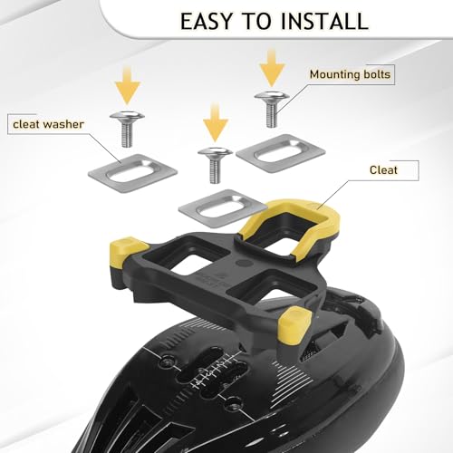 BUCKLOS SPD SL Cleats for Road Bike Cycling Shoes Compatible with Shimano SPD-SL Pedals-BH10/BH11/BH12 Float Cleats for Indoor Peloton & Outdoor Bicycle Training