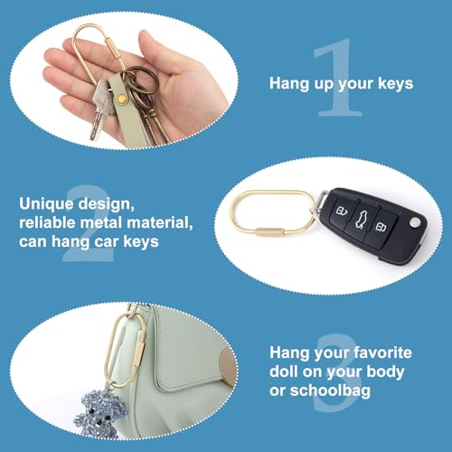 Gold Screw Lock Oval Spring Ring Clips - 2pcs, Heavy Duty Alloy