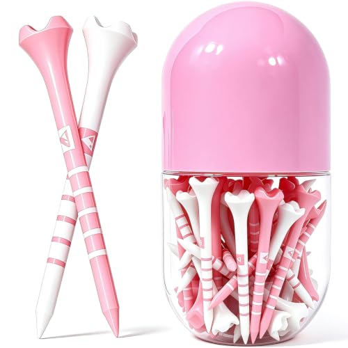 Pink White Golf Tees 2-3/4 Inch Pack of 60 in Plastic Jar - Durable & Stable