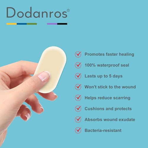 Advanced Fast Healing Hydrocolloid Gel Bandages, Adhesive Wound Care Pads, 0.83 x 1.65 in, 50 Count