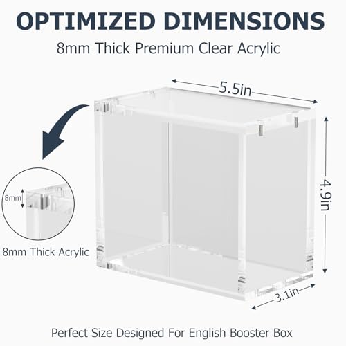 3-Pack Acrylic Booster Box Case with Magnetic Lid - UV & Dustproof, 8mm Thick