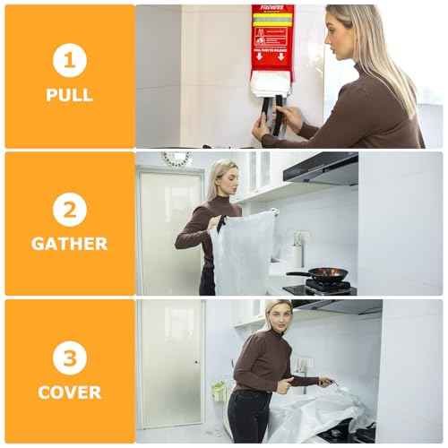 Emergency Fire Blanket, 1 Pack Fiberglass Flame Retardant Fire Blankets Emergency for Home, Kitchen, Car, Office, Grill, 39.4X 39.4inch Fire Extinguisher Blanket