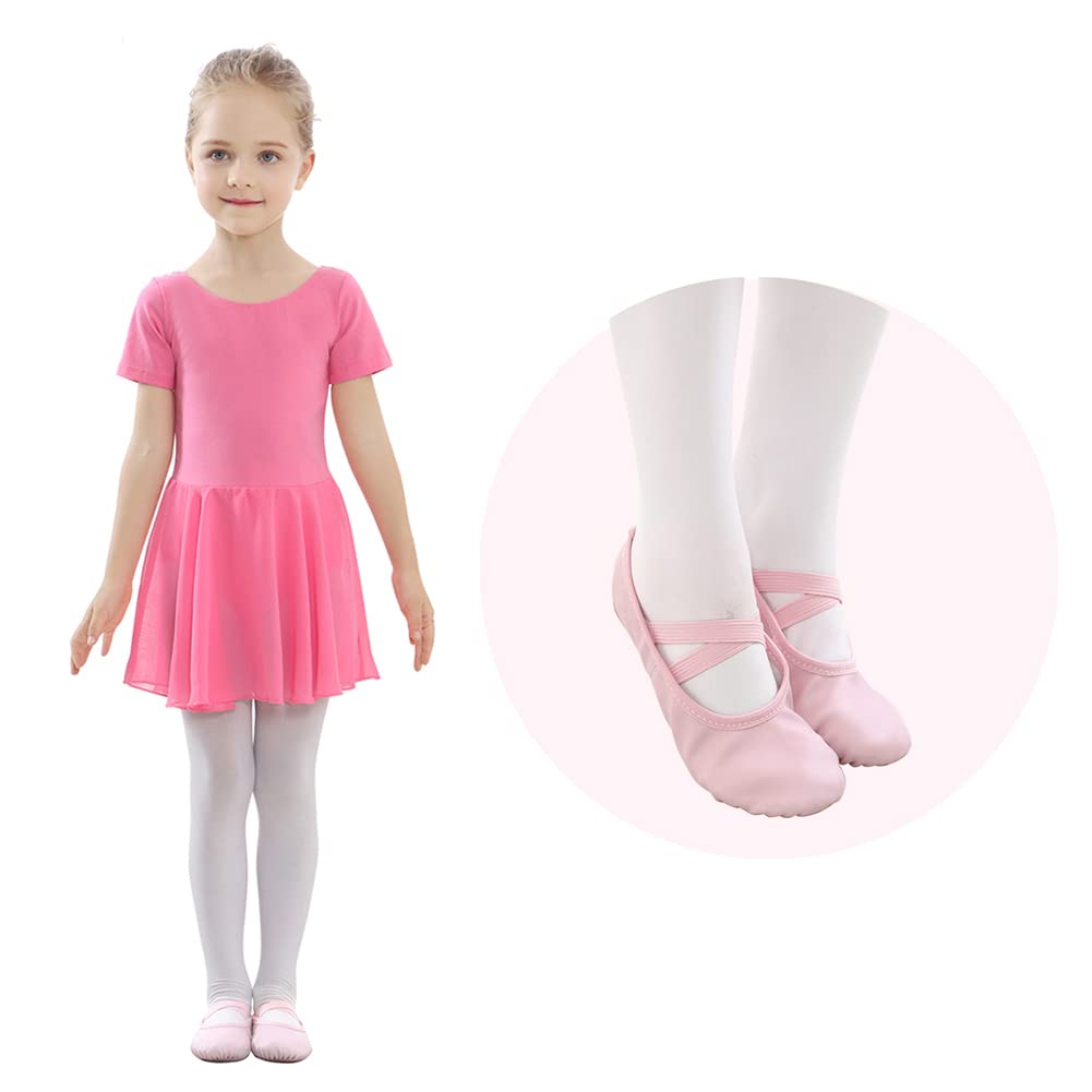 Stelle Ballet Shoes for Girls Toddler Ballet Slippers Soft Leather Boys Dance Shoes for Toddler/Little Kid/Big Kid(Pink, 4MB)