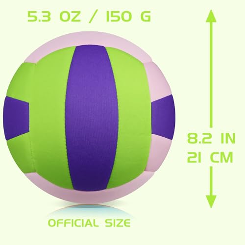Indoor Soft Volleyball - Standard Size - Green Pink Purple - Noise-Reducing & Durable
