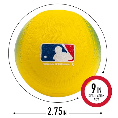 Foam Baseballs for Kids - Bright Neon Practice Balls, 3 Pack, Orange/Yellow/Blue