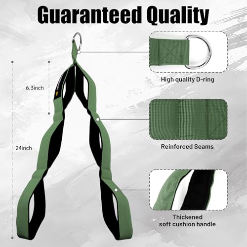 Multi-Grip Tricep Rope Cable Attachment - 24 Inch, Green, 3 Grip Lengths