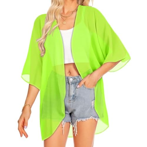 Women Kimono Cardigans Casual Summer Tops Cover up Open Front Floral Print Resort Wear