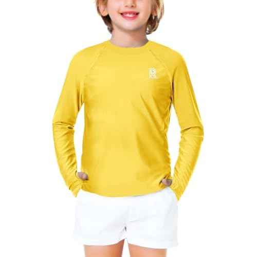 Remimi Unisex Kids Rash Gurad Long Sleeve SPF 50+ Sun Shirts with Thumb Hole 3-12 Years