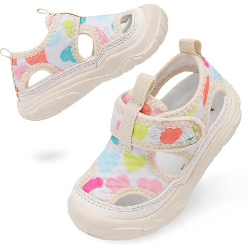 Kids Water Shoes Toddler Aqua Socks - Heart Pattern, Lightweight & Breathable, Beach & Pool Footwear