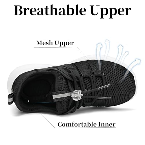 Kids Breathable Lightweight Tennis Sneakers - All Black, Little Kid