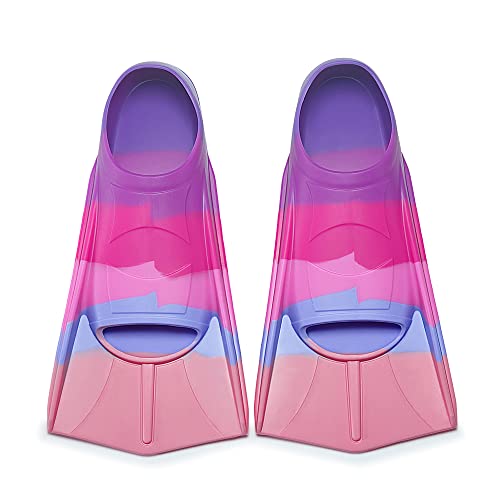 Kids Short Swim Fins for Lap Training - Rainbow-B / M US 4-5.5 / Women 5-7