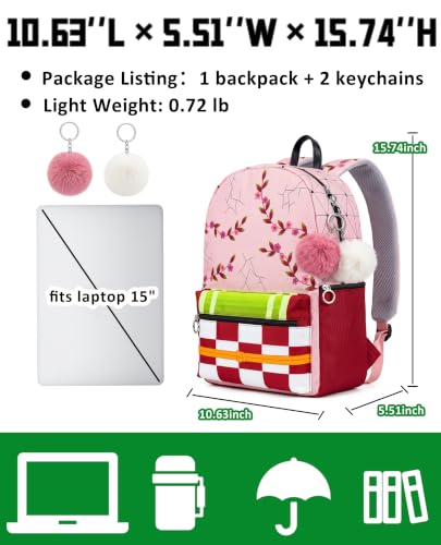 Pink Anime Backpack 15 Inch Casual Travel Laptop School Bag