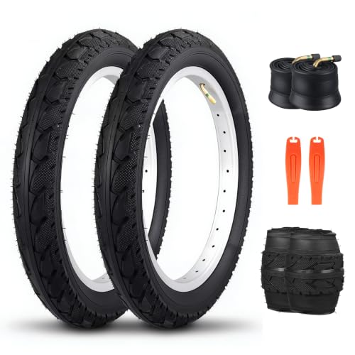 Black 2 Pack Fat Tire 16 x 2.5 Inch All-Terrain Snow Bike Tires with Inner Tubes