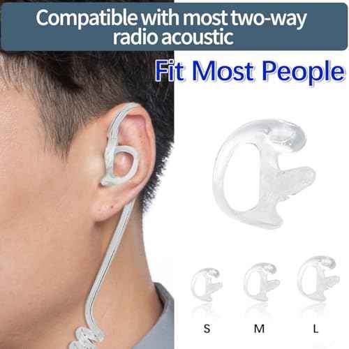 Earpiece for Walkie Talkie Radio Earpiece Replacement Soft Silicone Ear Buds Medium Earmold for Walkie Talkies Air Acoustic Coil Tube Audio Kits (Pack of 4 Pairs)
