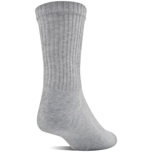 Gildan Men's Polyester Half Cushion Mid-Crew Socks - Grey, Size 6-12, 12-Pack
