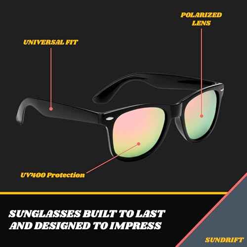 SUNDRIFT Sunglasses for Men & Women | Polarized Sunglasses | All-Terrain Glasses | UV400 Protection | Perfect for Hiking, Boating, Swimming, & Golfing | 3 Pack With Blue, Orange, & Olive Lenses